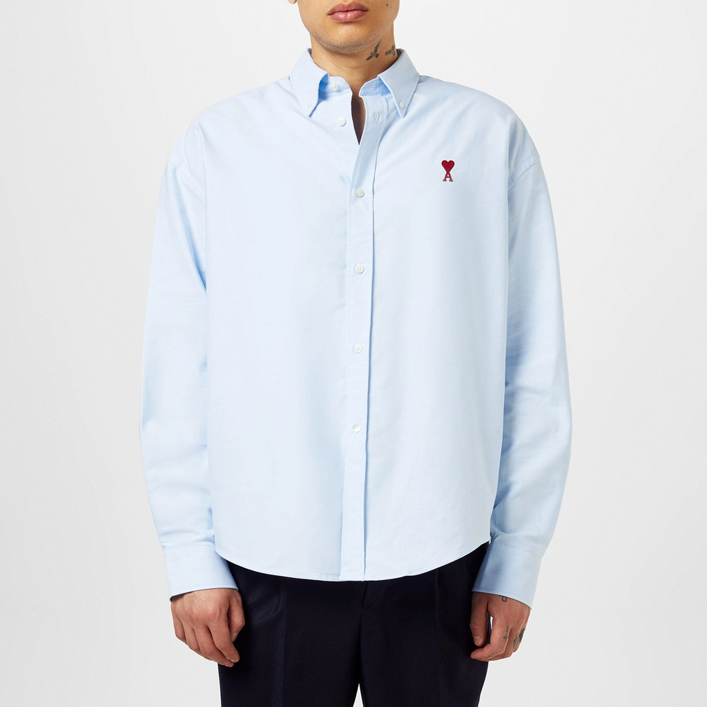 AMI Paris Oxford Button Down Shirt - BLUE 450